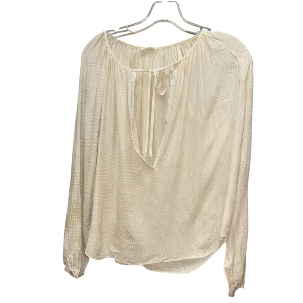 L'Agence crea, 100% silk raised polka dot textured tunic top blouse 4